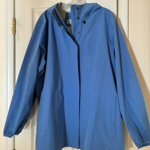 Lands' End Women's Sky Blue Hooded Rain Coat, 2X (20W-22W)